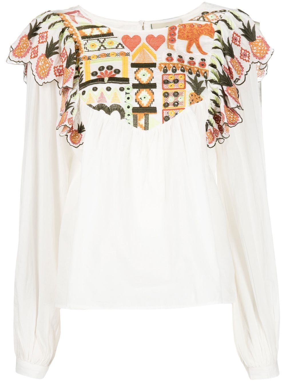 FARM Rio pineapple-embroidered blouse - White von FARM Rio