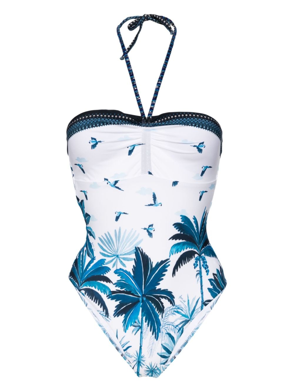 FARM Rio tropical-print halterneck swimsuit - Blue von FARM Rio