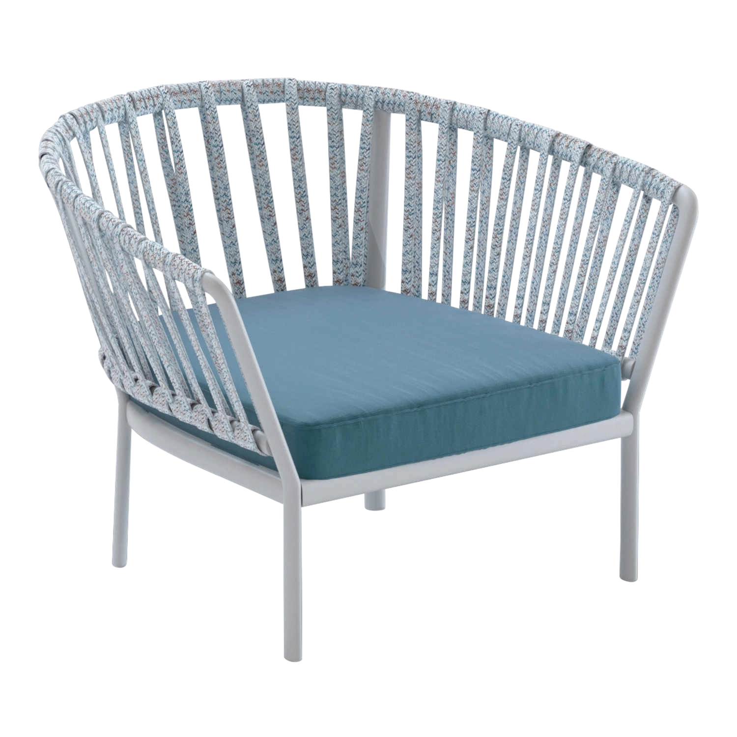 Ria 7611 Loungesessel, Gestell aluminium lackiert, light blue (pastellhellblau), Rope c03 mint (grün), Stoff range 1 solids, grey (grau) sgr von FAST