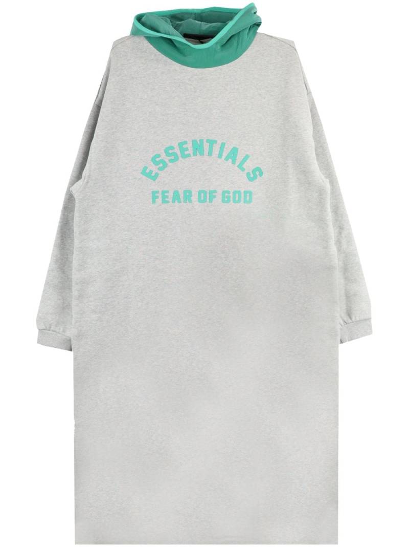 FEAR OF GOD ESSENTIALS logo-embellished fleece hoodie dress - Grey von FEAR OF GOD ESSENTIALS