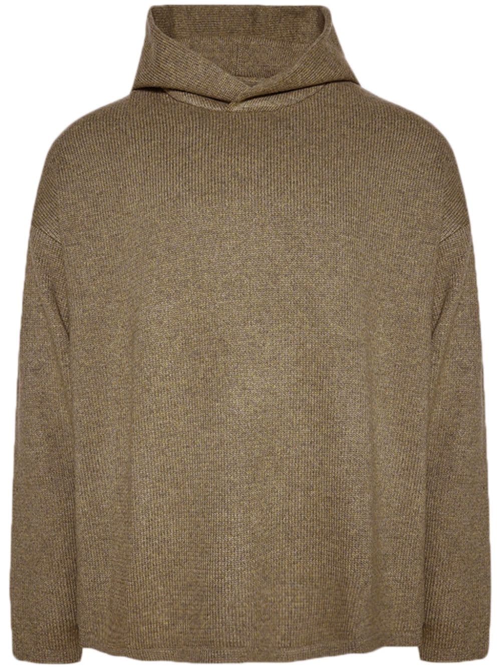 FEAR OF GOD ESSENTIALS logo-patch knitted hoodie - Grey von FEAR OF GOD ESSENTIALS