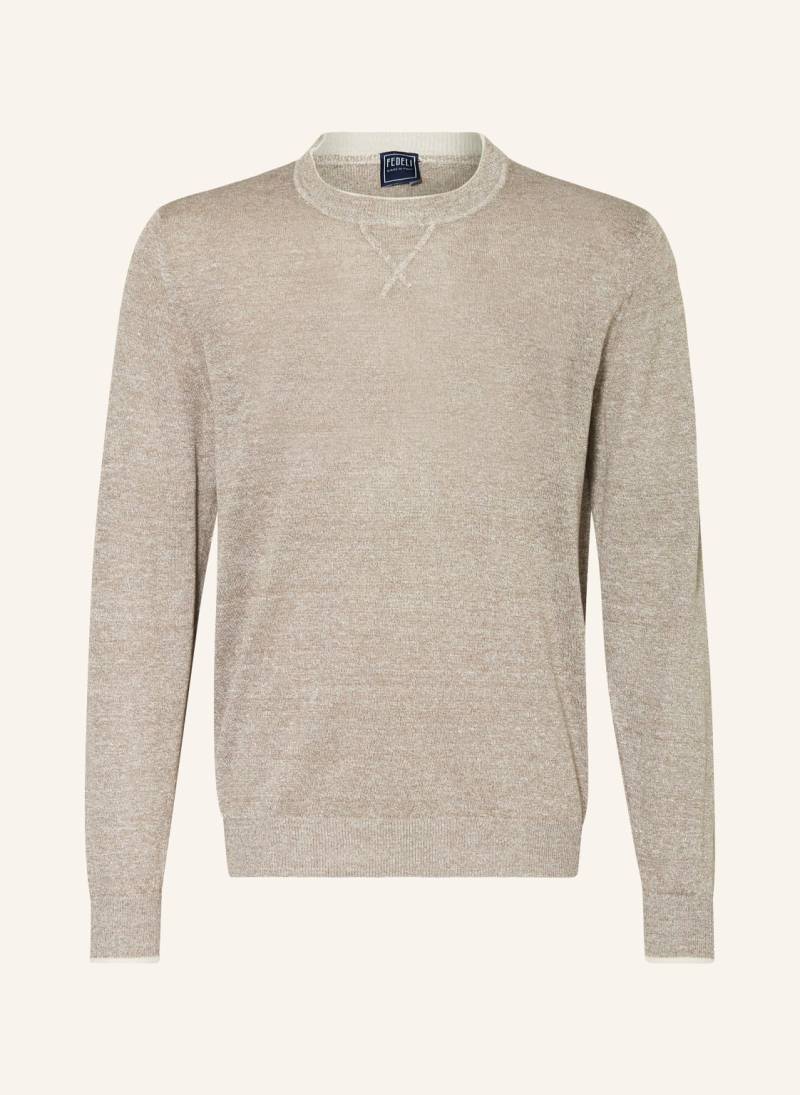 Fedeli Pullover Mit Leinen beige von FEDELI