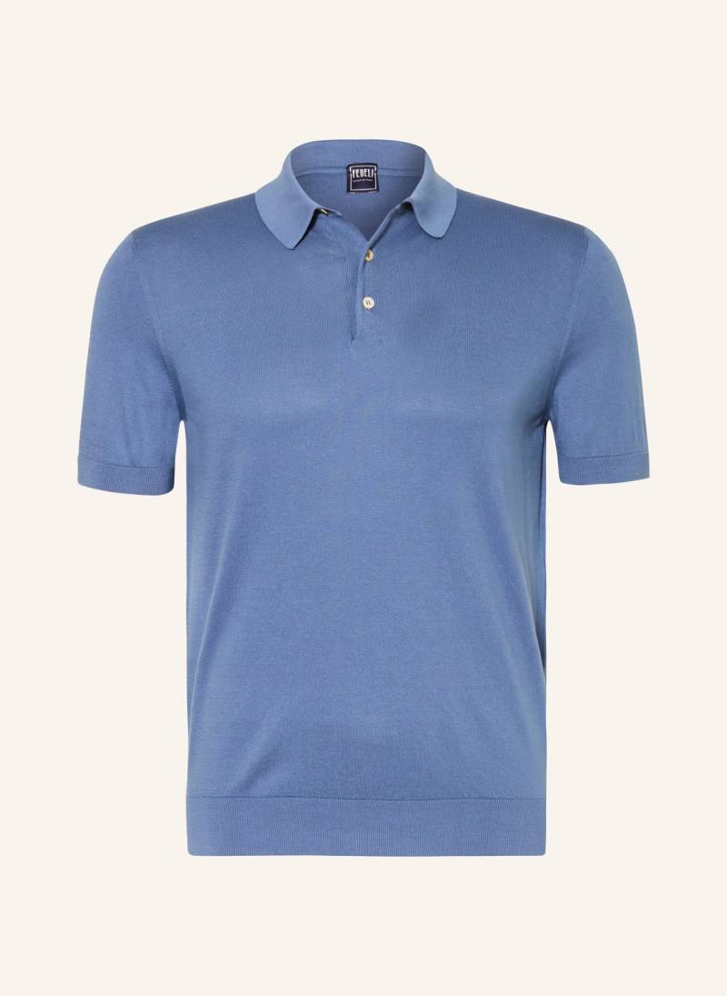 Fedeli Strick-Poloshirt blau von FEDELI