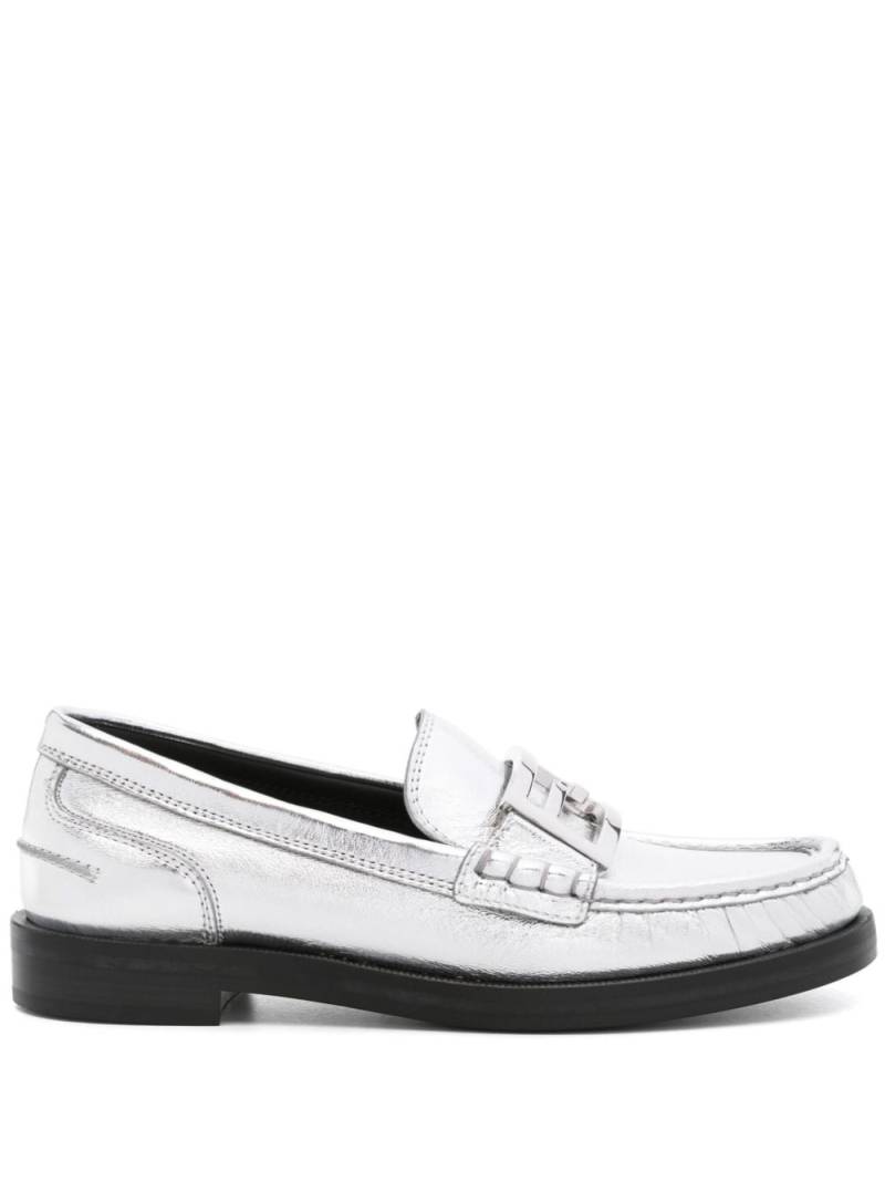 FENDI Baguette metallic leather loafers - Silver von FENDI