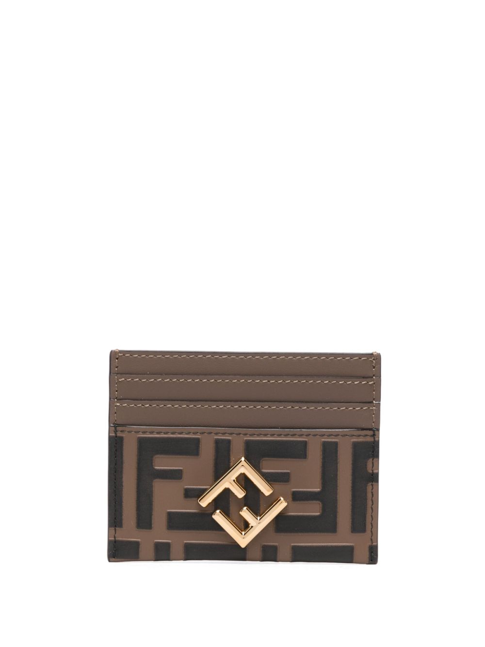 FENDI FF Diamonds leather cardholder - Brown von FENDI