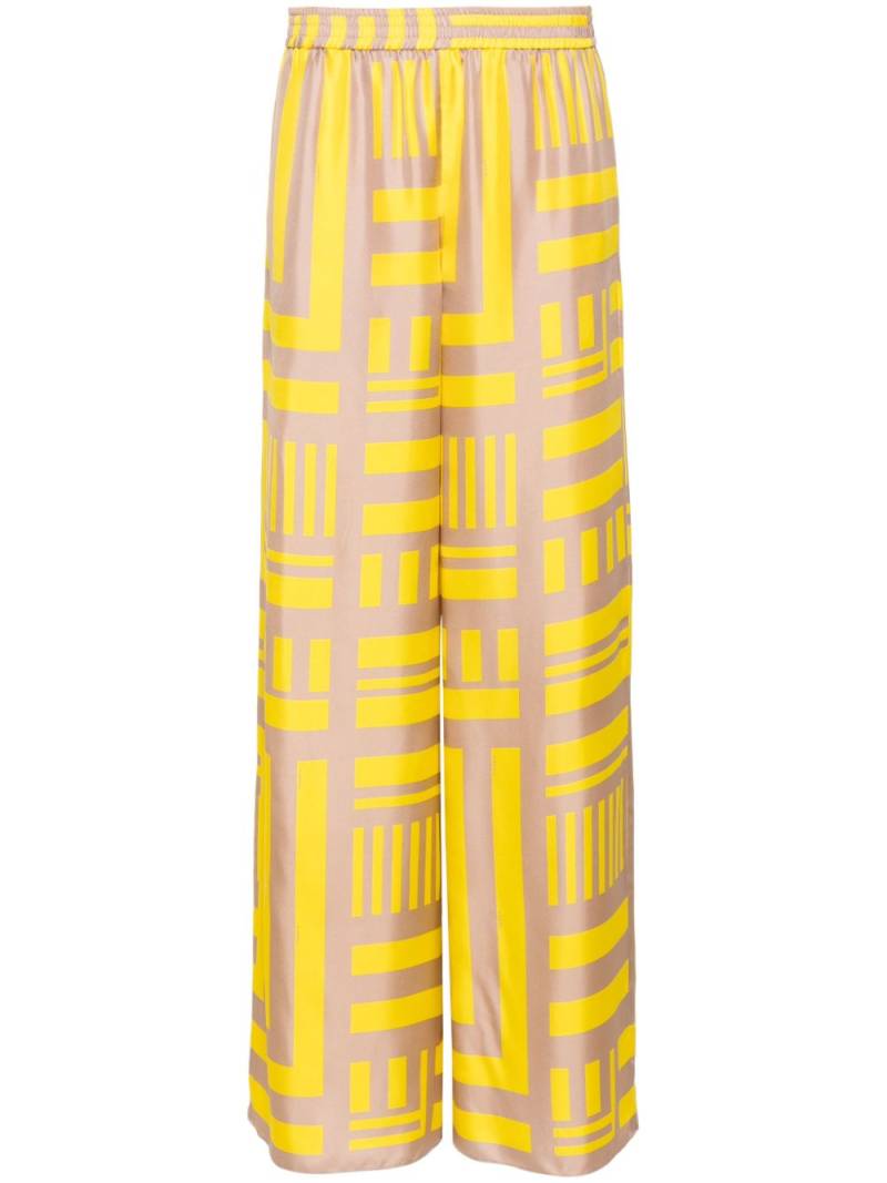 FENDI FF Labyrinth-print silk trousers - Yellow von FENDI