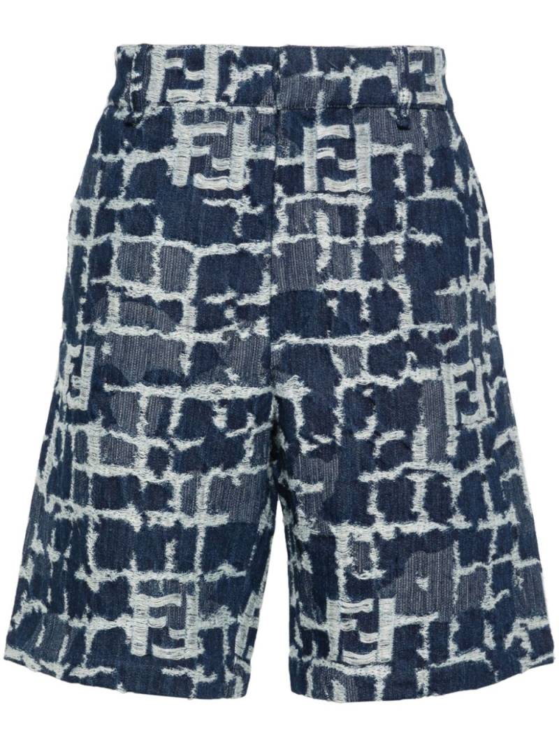 FENDI FF-distressed denim shorts - Blue von FENDI