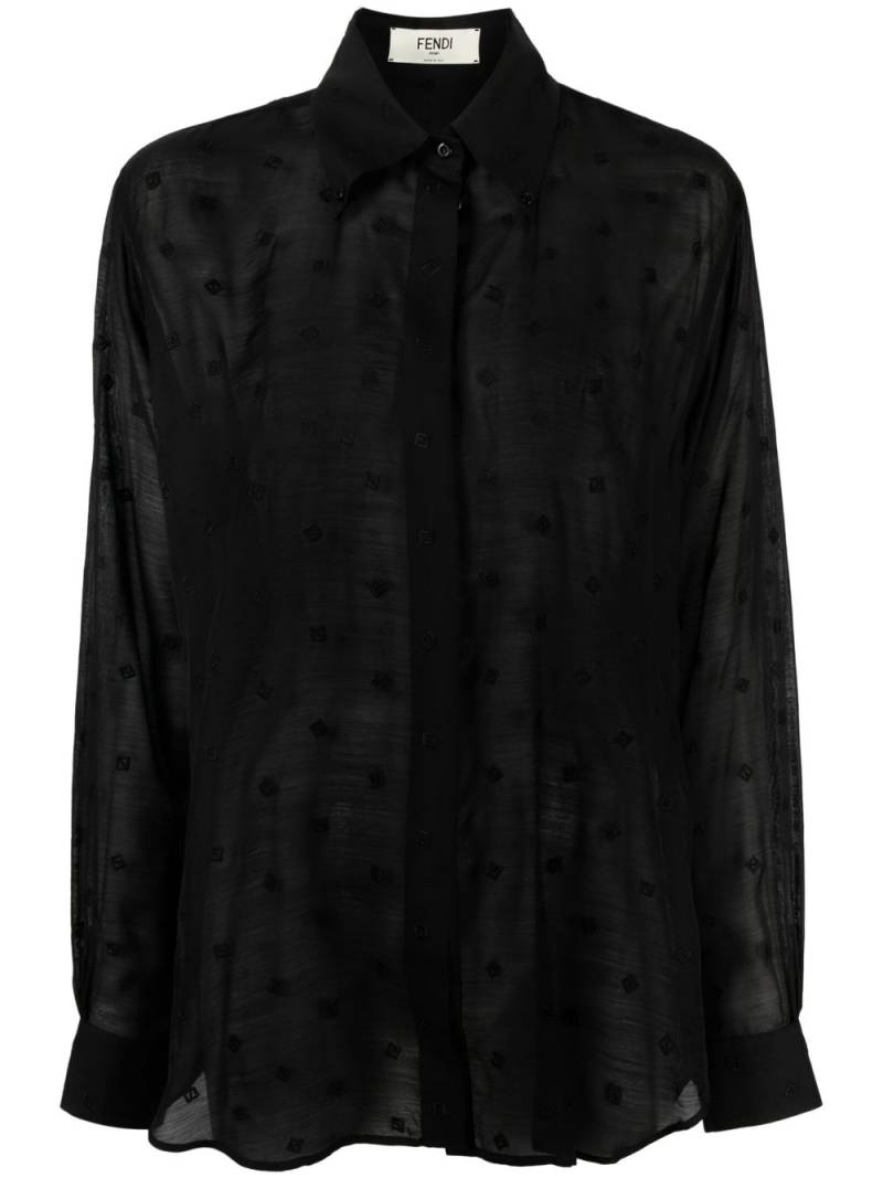 FENDI FF-embroidered semi-sheer shirt - Black von FENDI