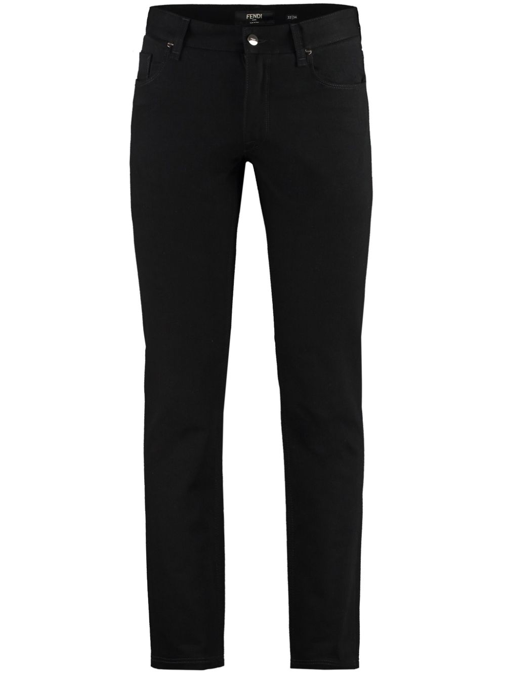 FENDI FF embroidered slim-fit jeans - Black von FENDI