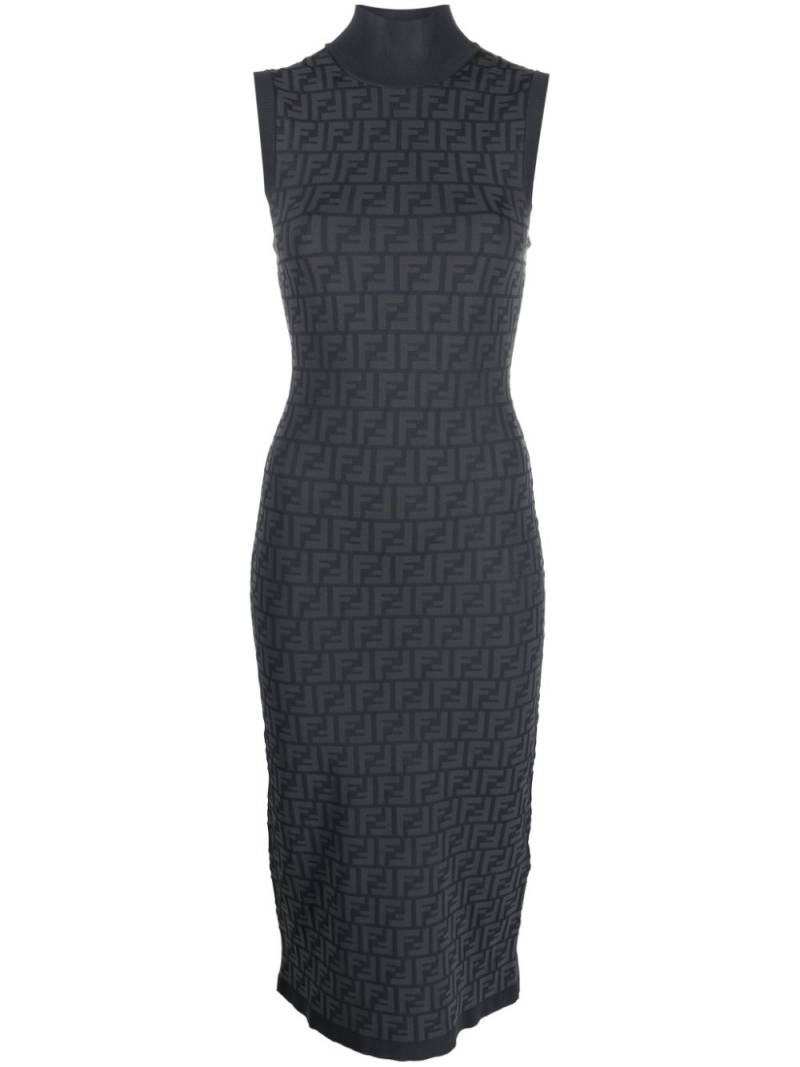 FENDI FF-intarsia knit ribbed-knit midi dress - Grey von FENDI