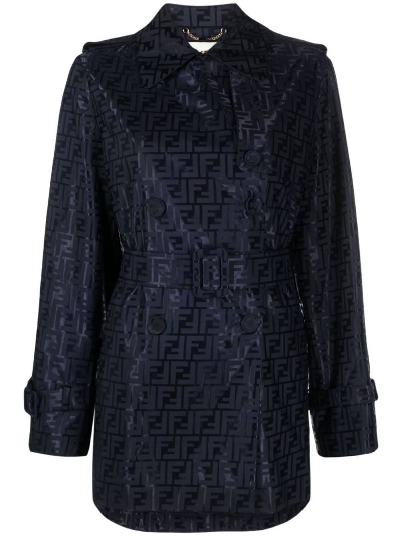 FENDI FF-jacquard belted trench coat - Blue von FENDI