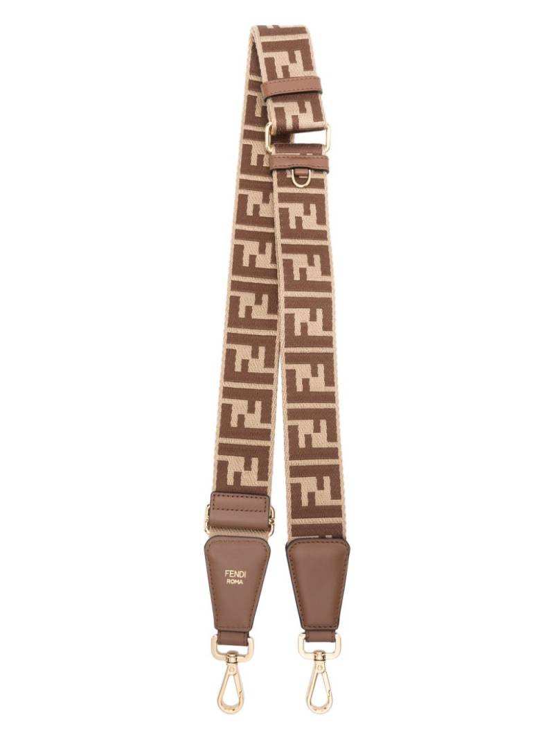 FENDI FF-jacquard canvas shoulder strap - Brown von FENDI