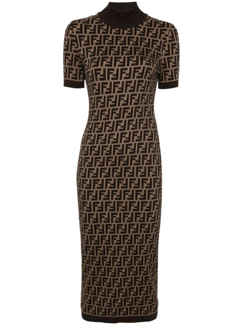 FENDI FF-jacquard midi dress - Brown von FENDI