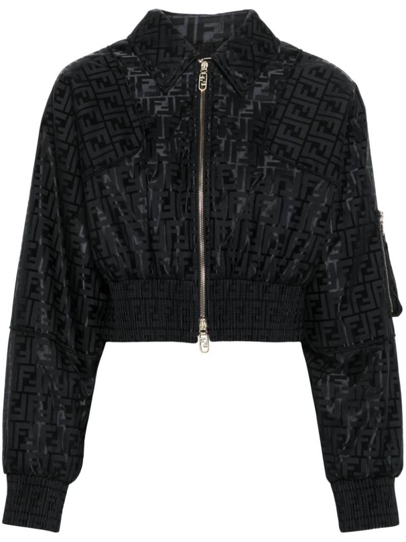 FENDI FF-jacquard padded cropped jacket - Black von FENDI