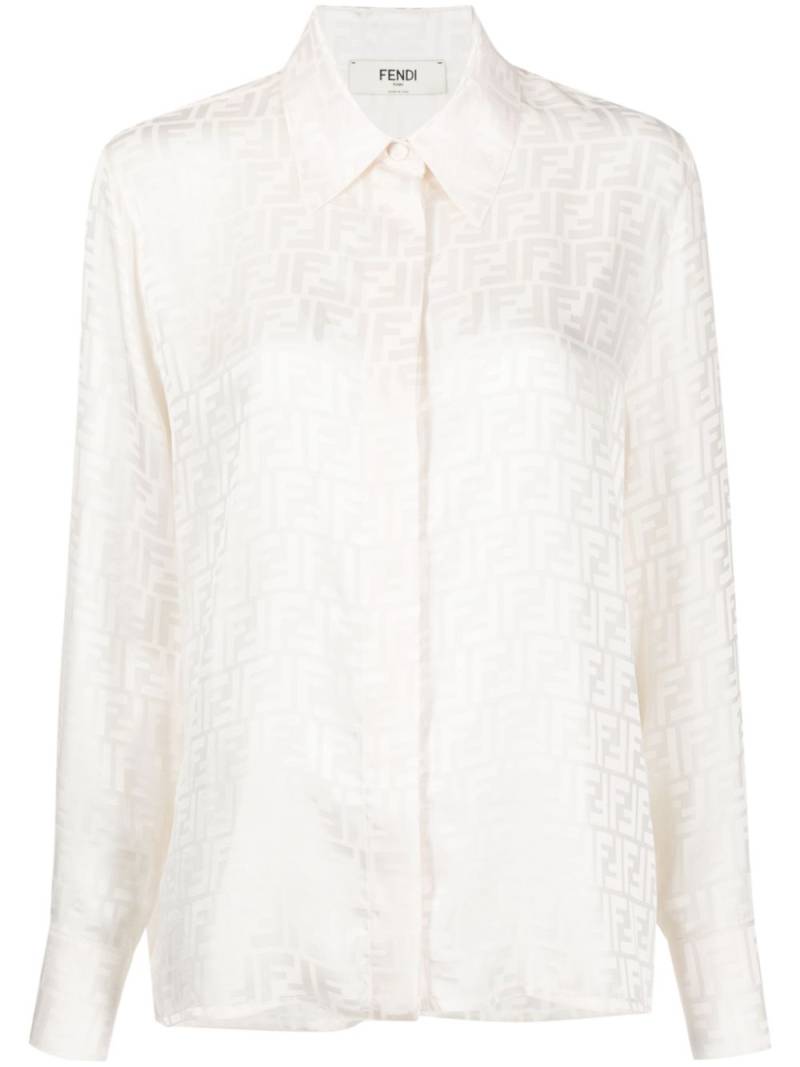 FENDI FF-jacquard silk shirt - Neutrals von FENDI