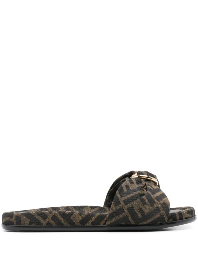 FENDI FF jacquard slides - Brown von FENDI