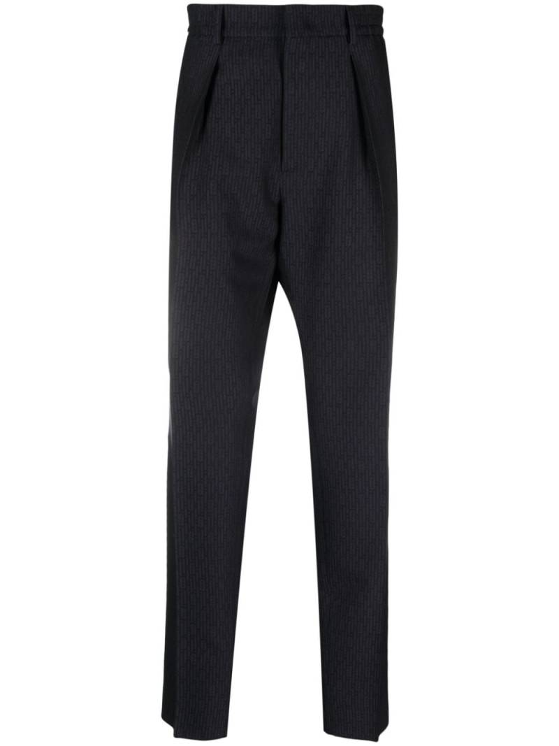 FENDI FF-jacquard tapered wool trousers - Blue von FENDI