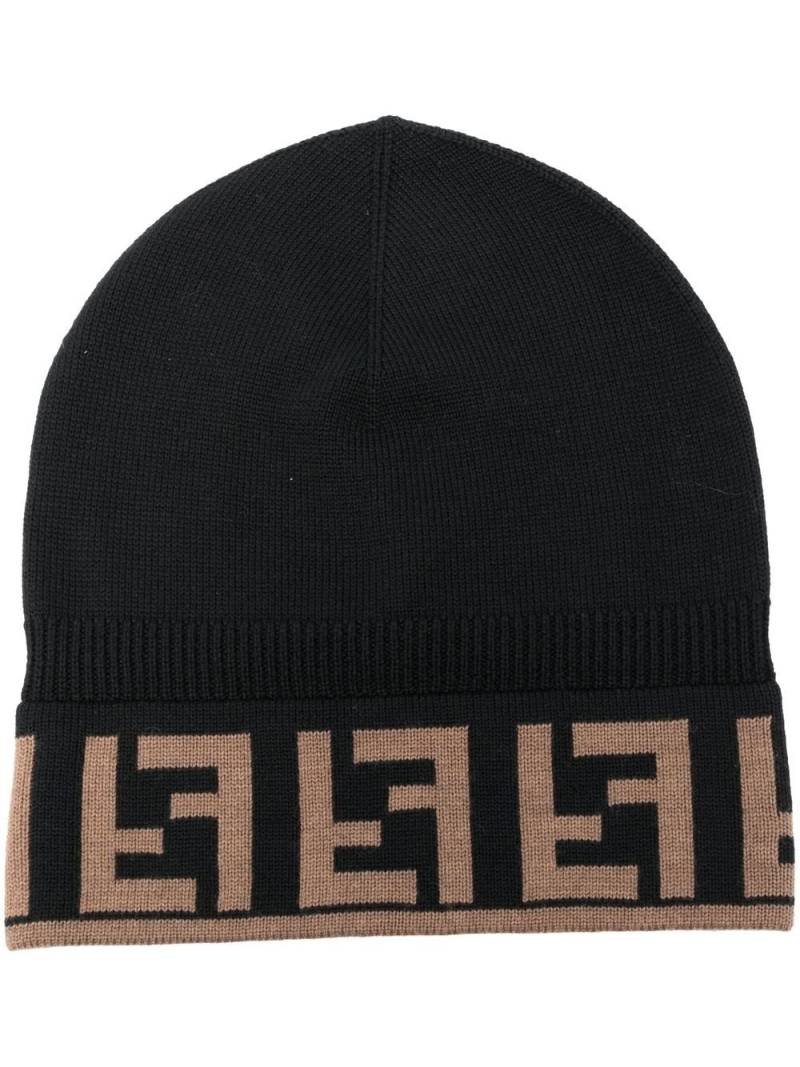 FENDI FF-logo intarsia-knit beanie - Black von FENDI