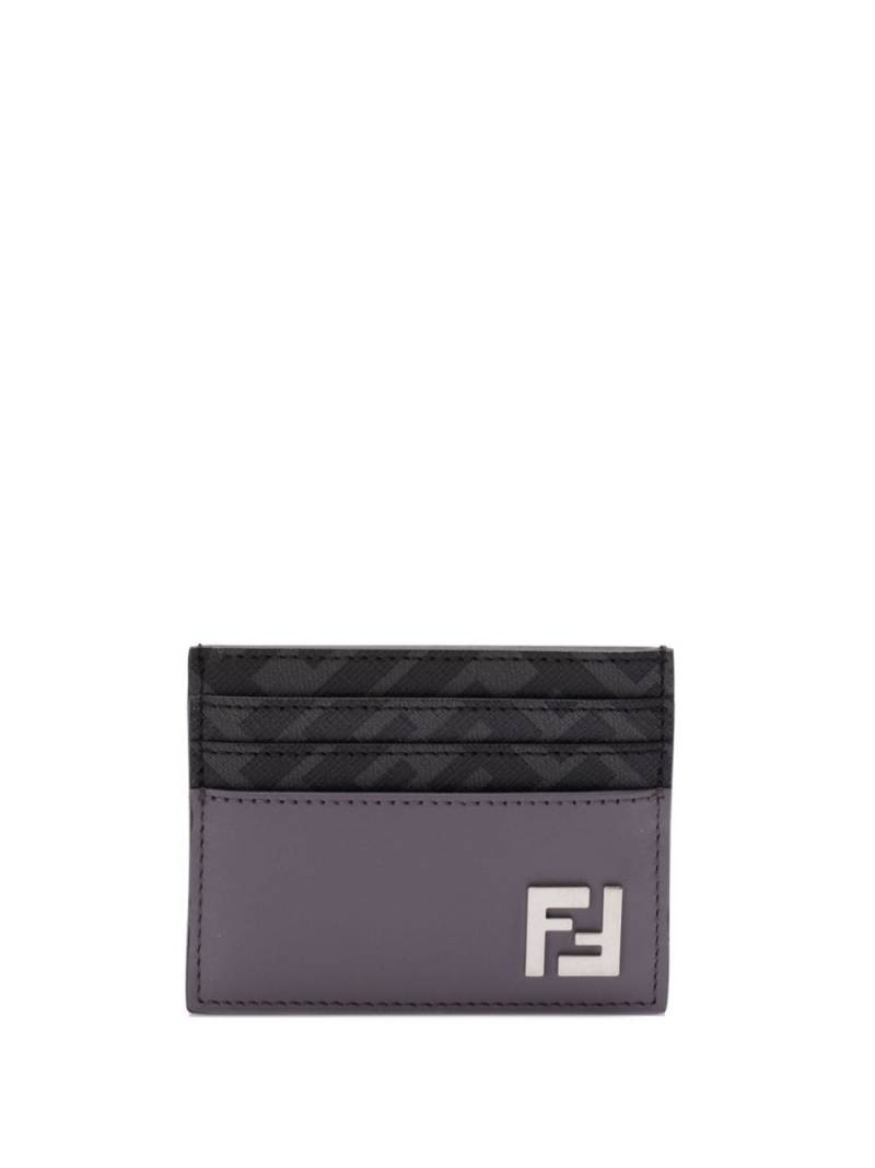 FENDI FF logo-plaque leather cardholder - Grey von FENDI