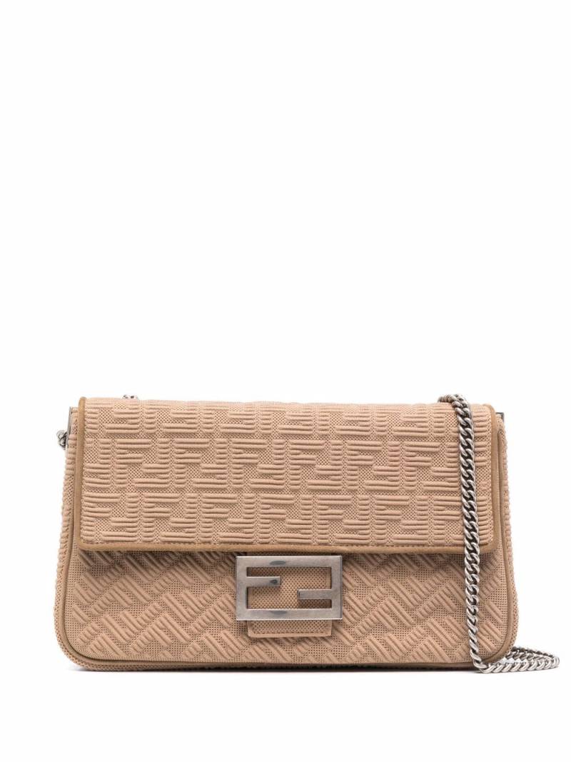 FENDI FF logo-print leather shoulder bag - Neutrals von FENDI