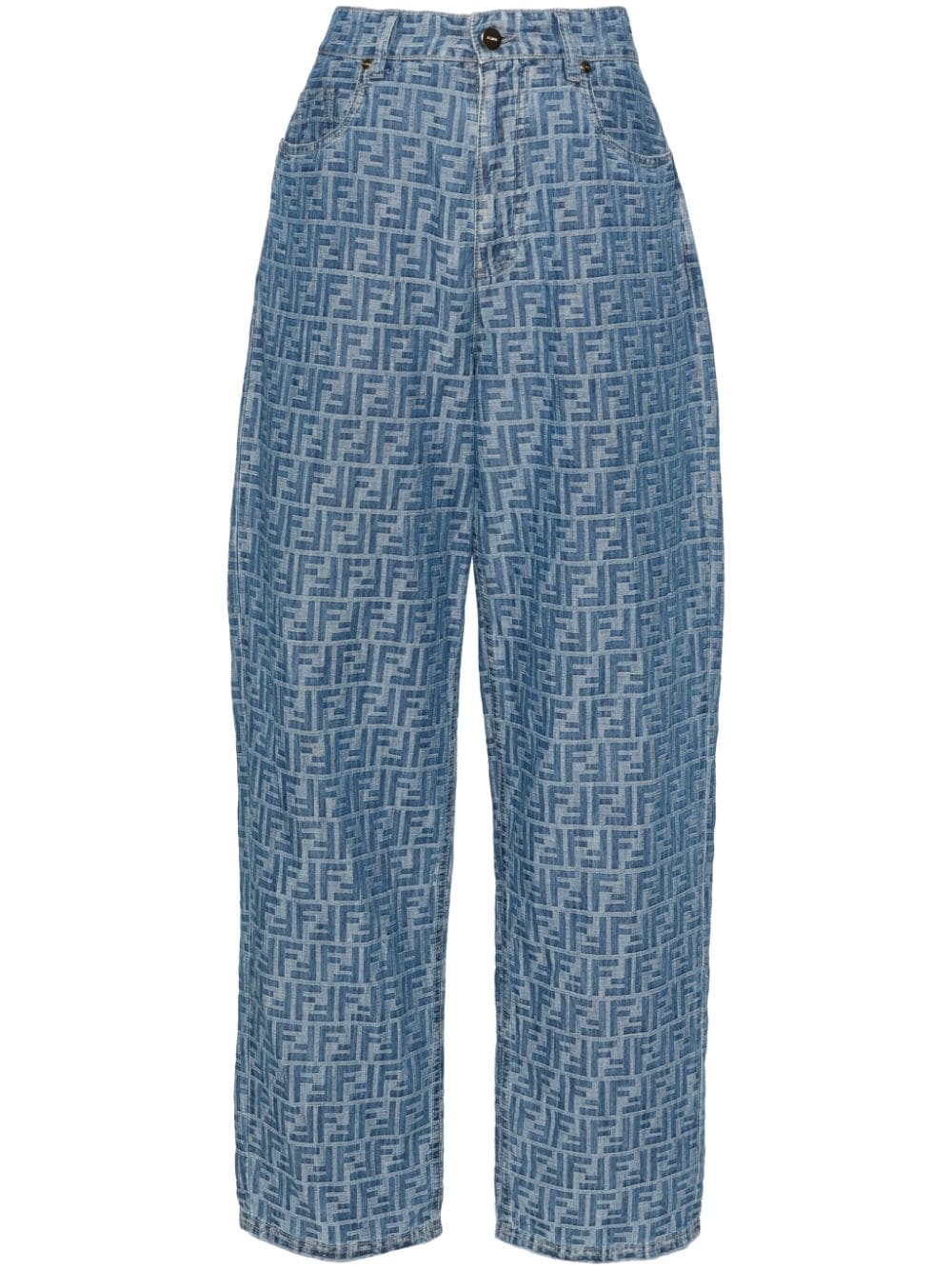 FENDI FF-motif chambray trousers - Blue von FENDI