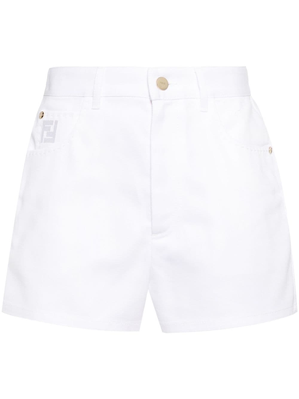 FENDI FF-motif denim shorts - White von FENDI