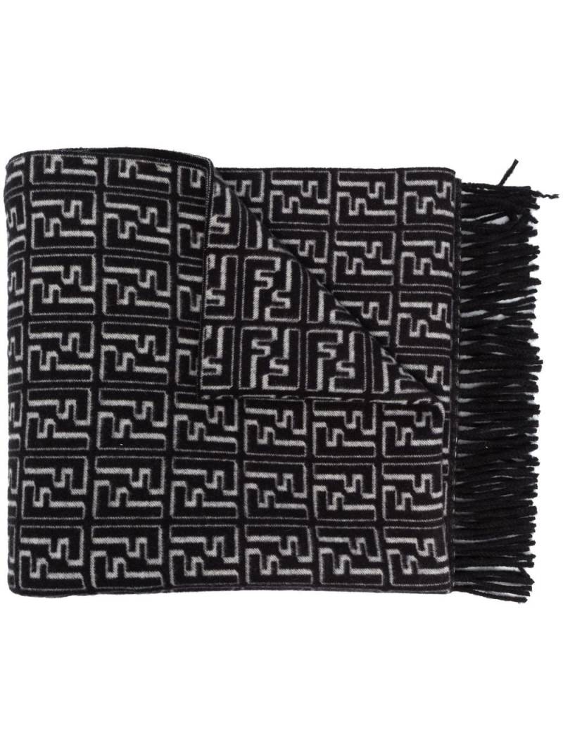 FENDI FF motif fringed scarf - Black von FENDI