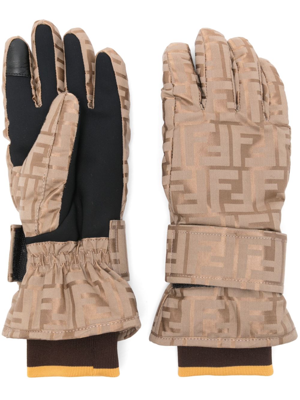 FENDI FF-motif ski gloves - Neutrals von FENDI