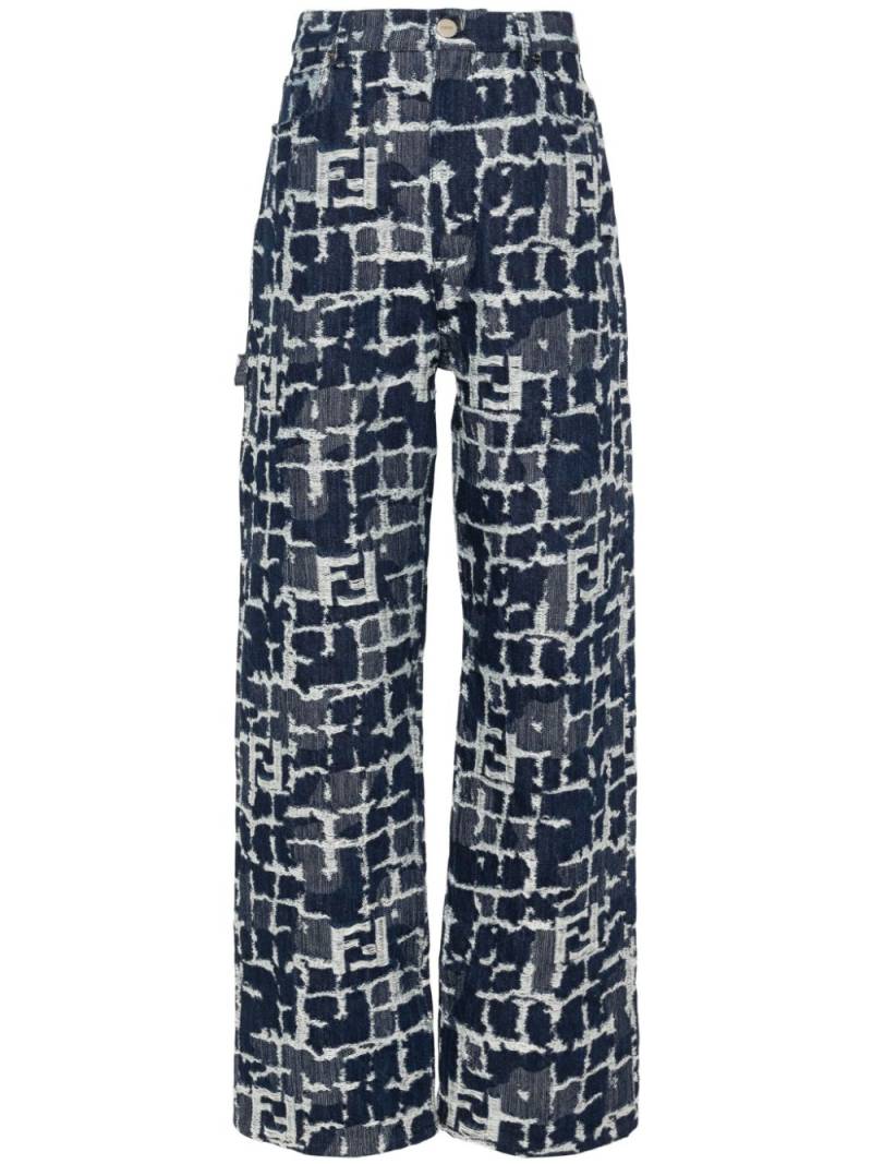 FENDI FF motif straight-leg jeans - Blue von FENDI