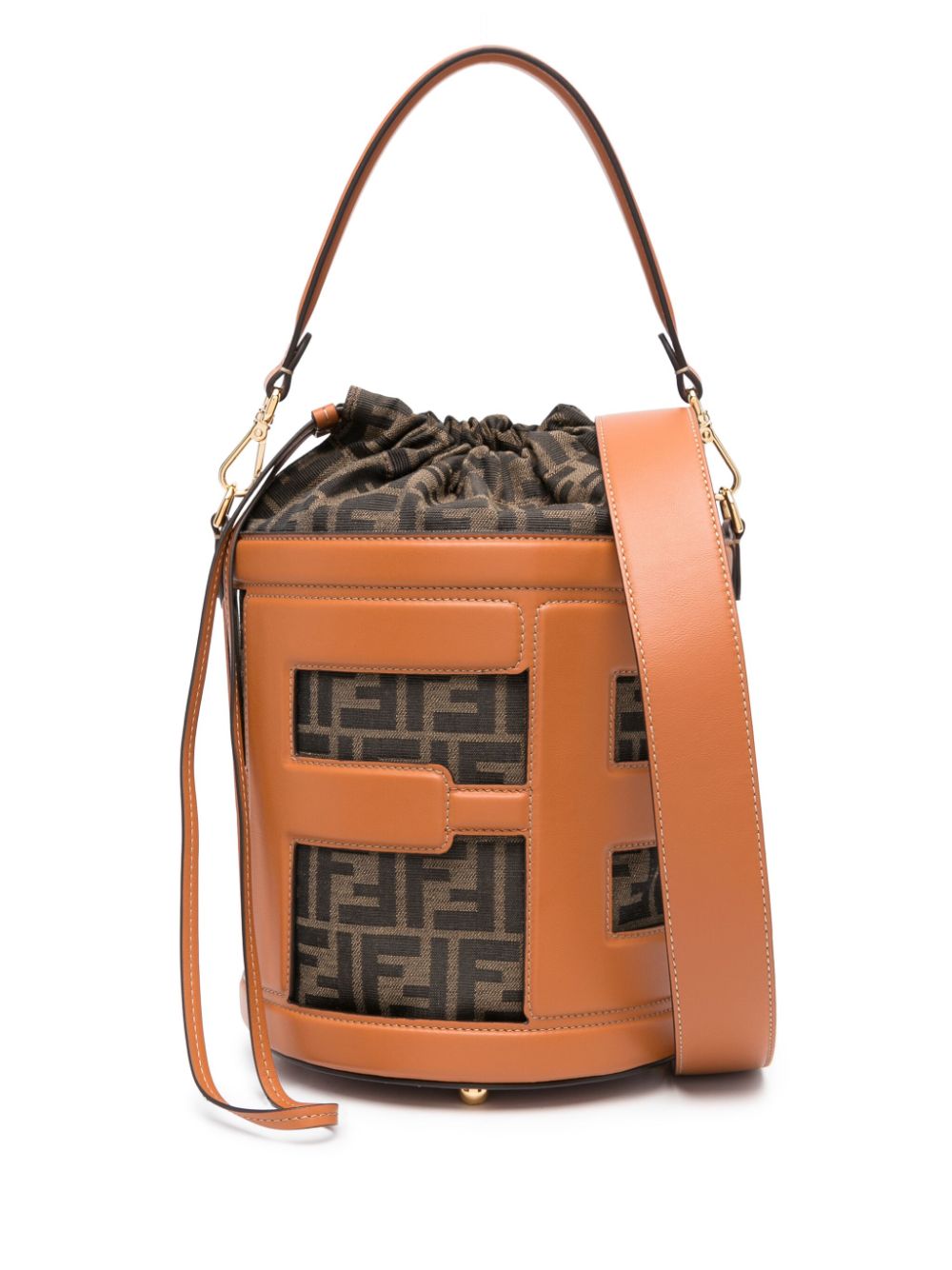 FENDI FF-pattern cut-out bucket bag - Brown von FENDI