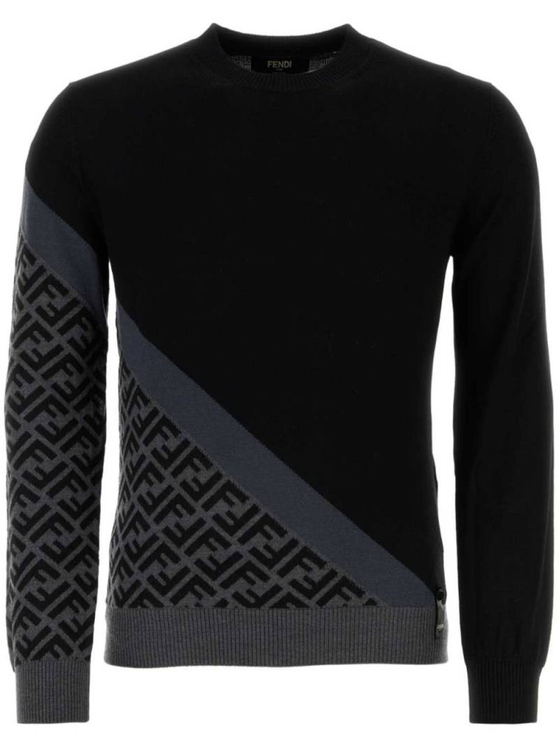 FENDI FF-pattern intarsia-knit jumper - Black von FENDI