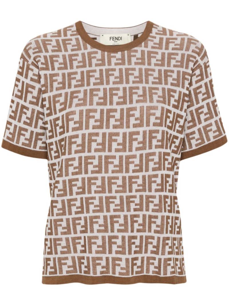 FENDI FF-pattern knitted T-shirt - White von FENDI