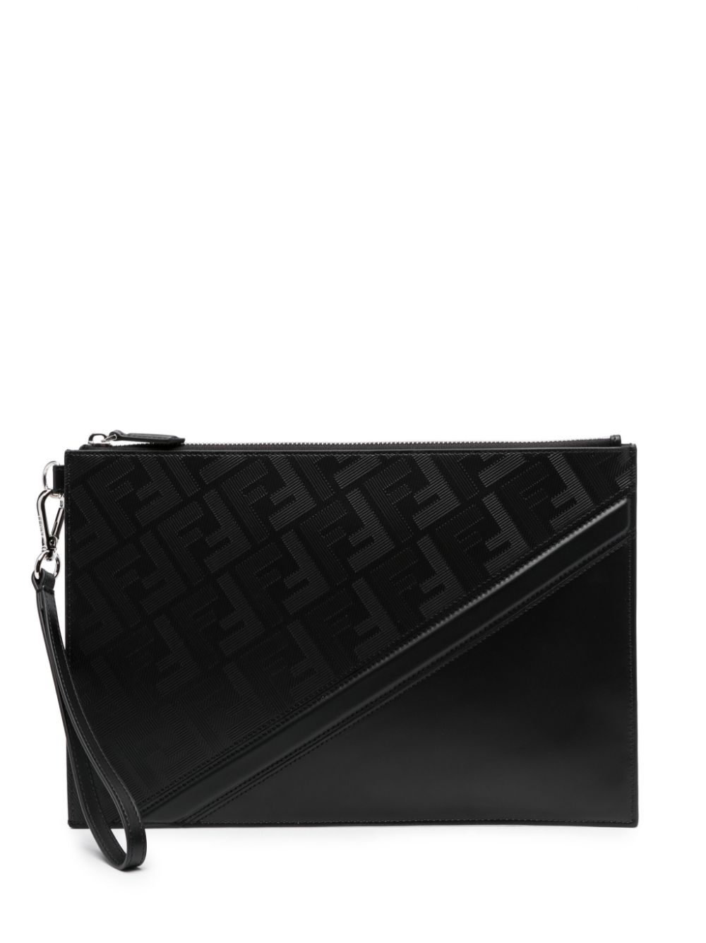 FENDI FF-pattern leather clutch bag - Black von FENDI