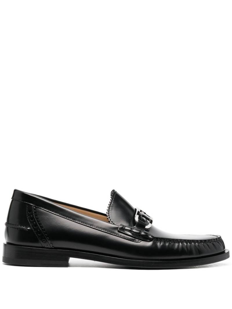 FENDI FF-plaque leather loafers - Black von FENDI