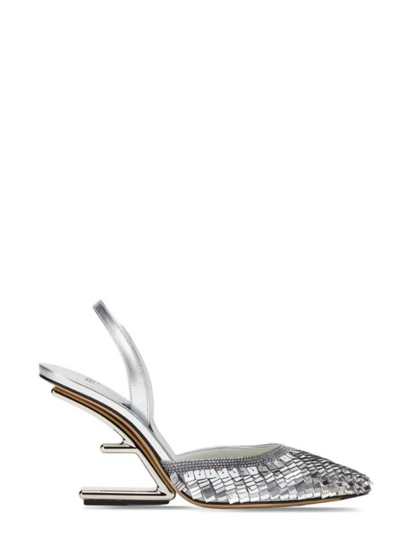 FENDI Fendi First Silver sequin high-heeled slingbacks von FENDI