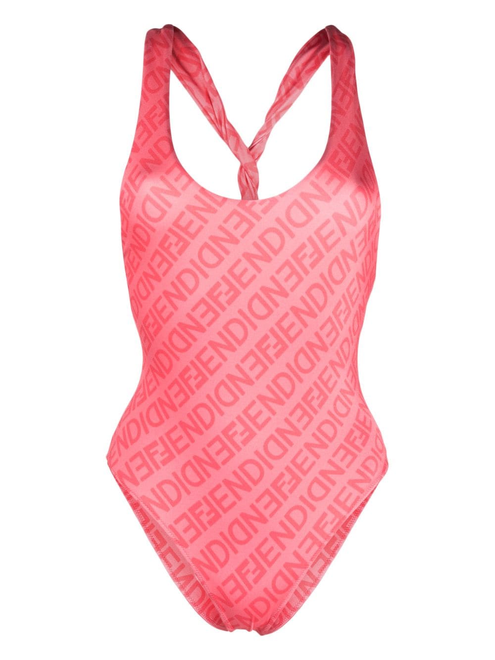 FENDI Fendi Mirror logo-print swimsuit - Pink von FENDI