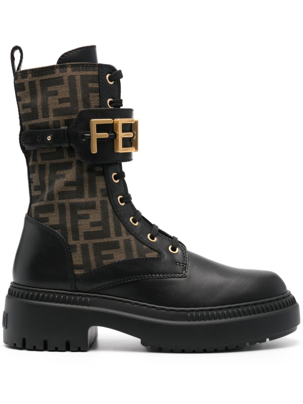 FENDI Fendigraphy leather biker boots - Black von FENDI
