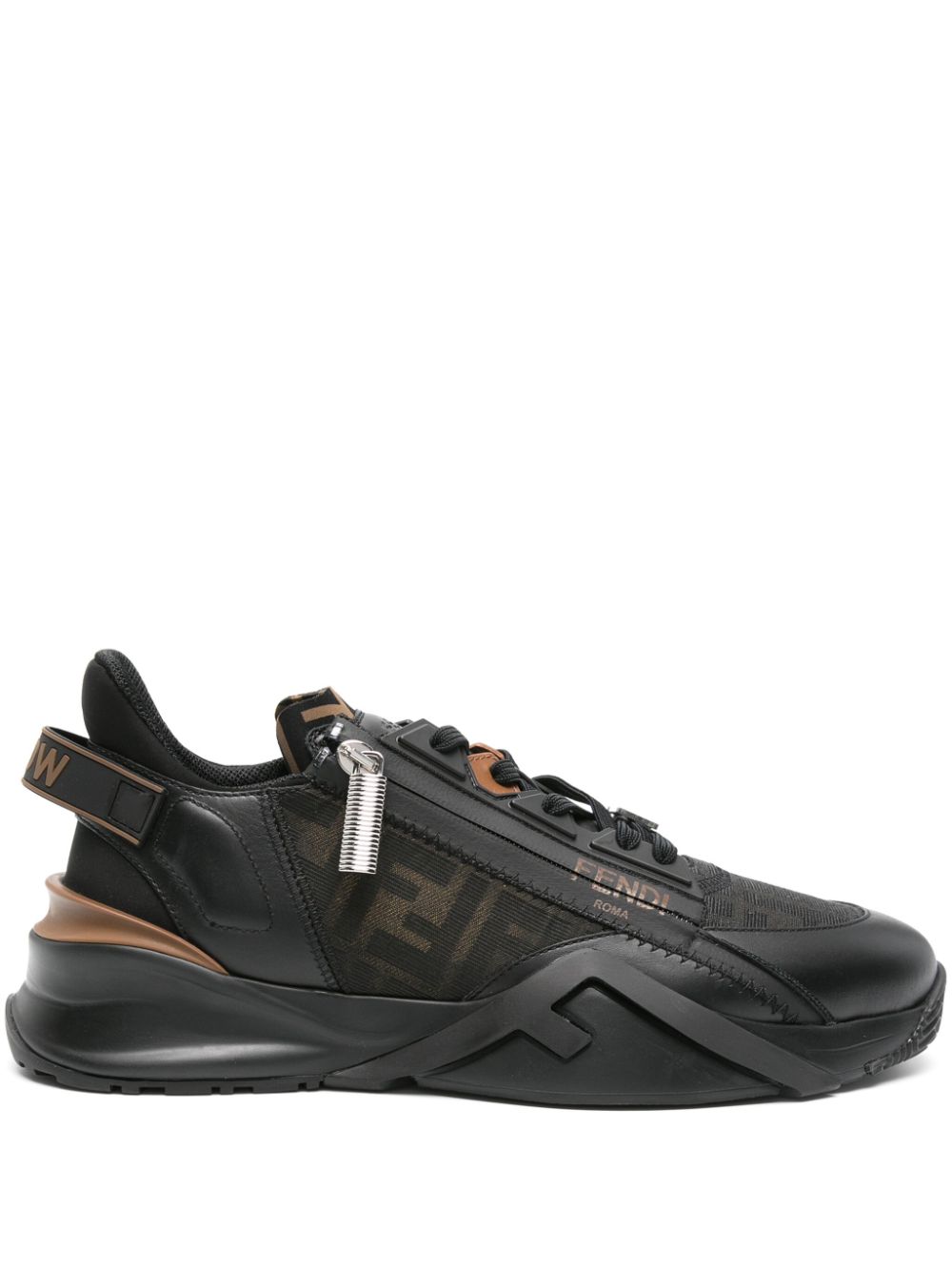 FENDI Flow FF-jacquard leather sneakers - Black von FENDI