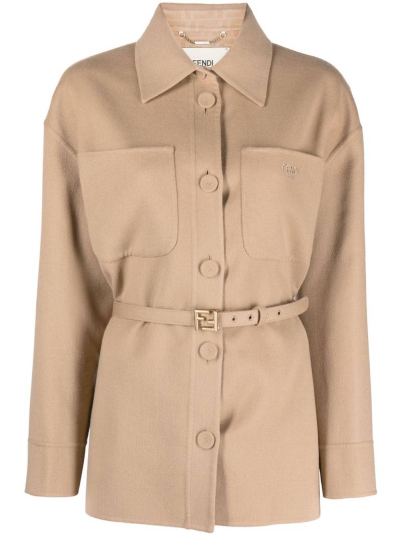 FENDI Go-To belted virgin-wool jacket - Neutrals von FENDI