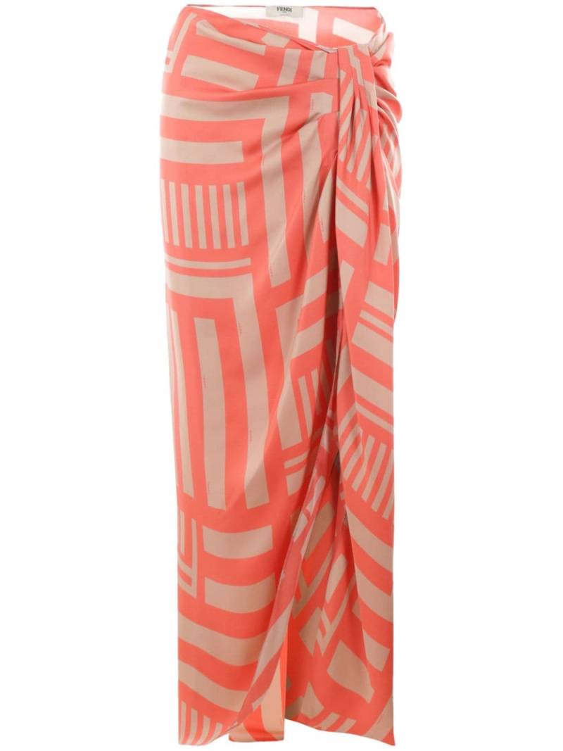 FENDI Labyrinth knotted full silk skirt - Orange von FENDI