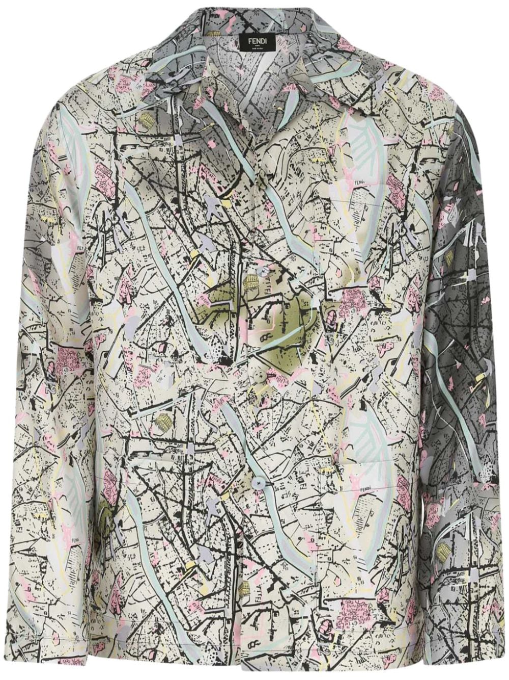 FENDI Map-motif long-sleeve shirt - Grey von FENDI