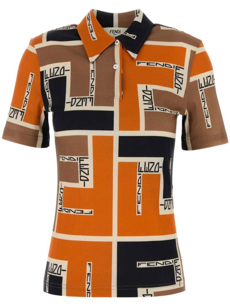 FENDI Maxi FF Puzzle-print polo shirt - Orange von FENDI