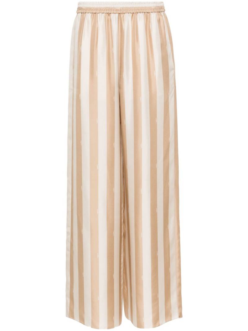 FENDI Pequin-stripe silk palazzo pants - Neutrals von FENDI