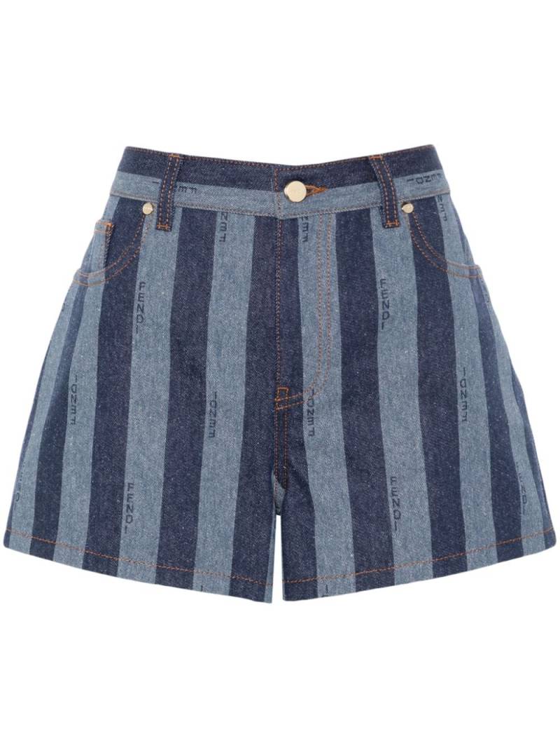 FENDI Pequin striped denim shorts - Blue von FENDI