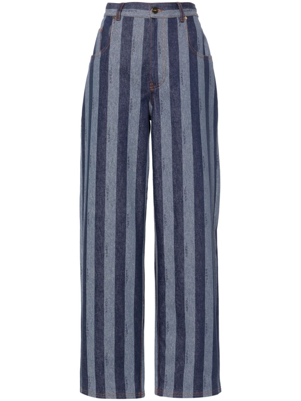 FENDI Pequin striped straight-leg jeans - Blue von FENDI