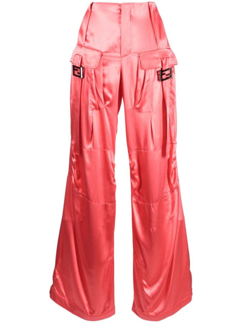 FENDI Satin-finish wide-leg cargo trousers - Pink von FENDI