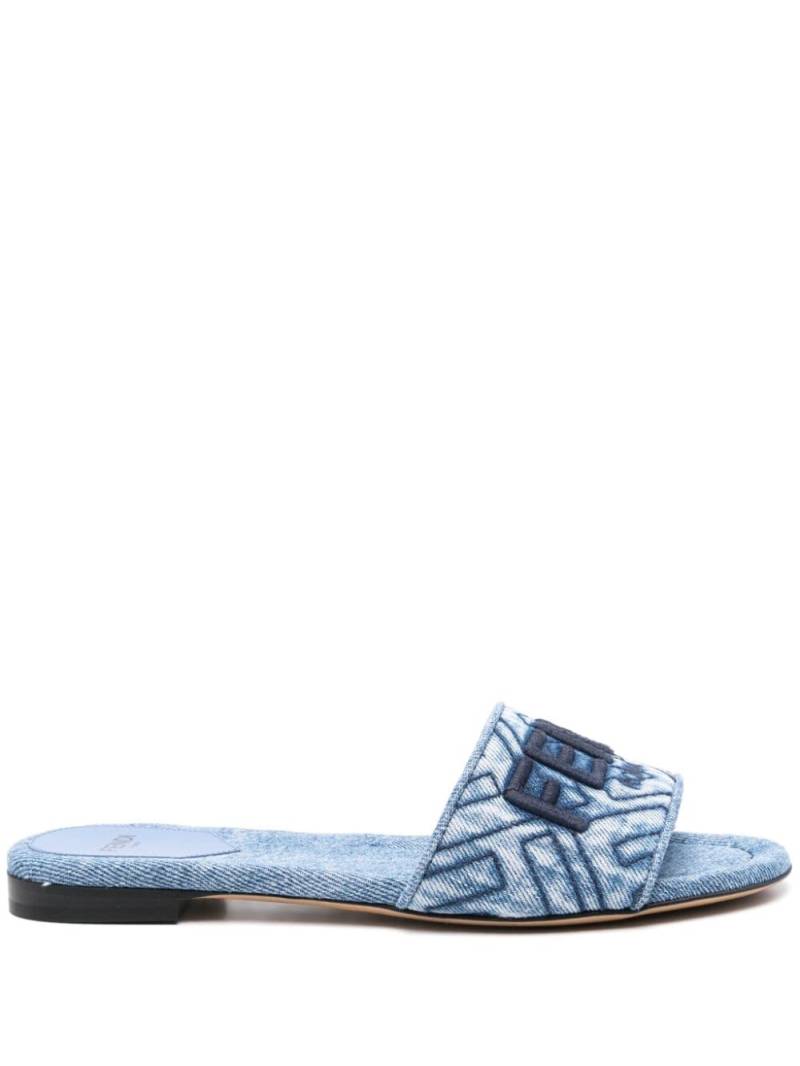 FENDI Signature flat slides - Blue von FENDI