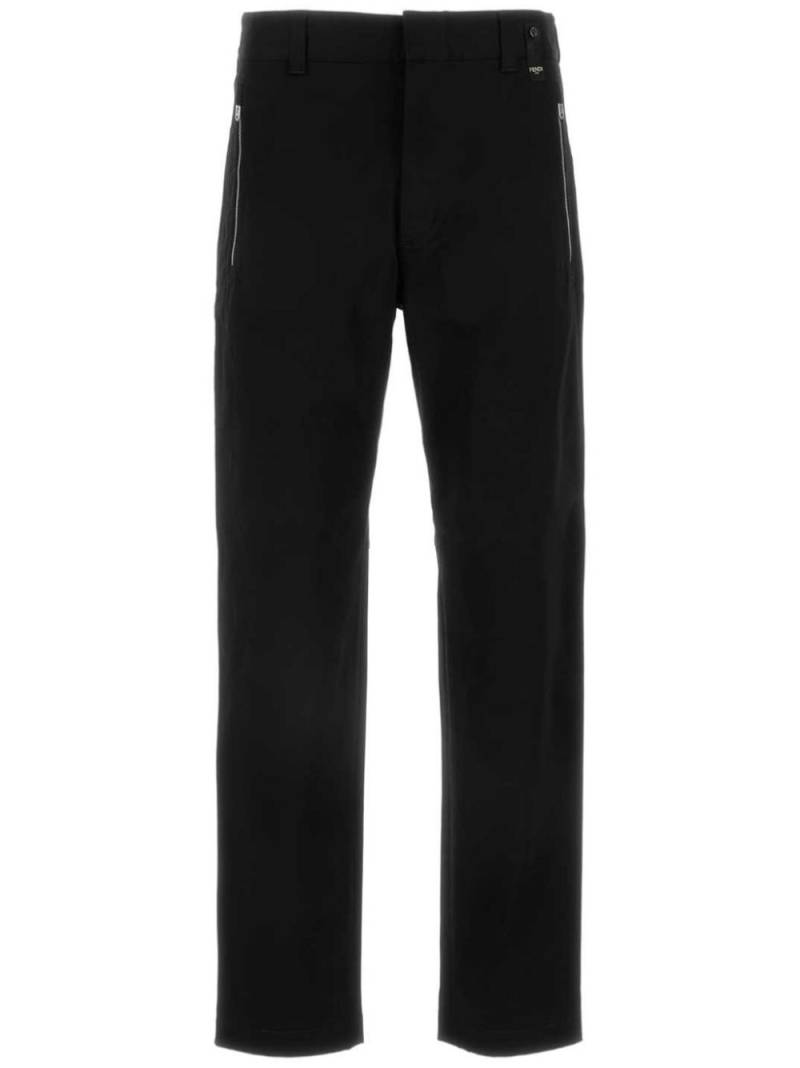 FENDI Zucca-panelled straight-legged trousers - Black von FENDI