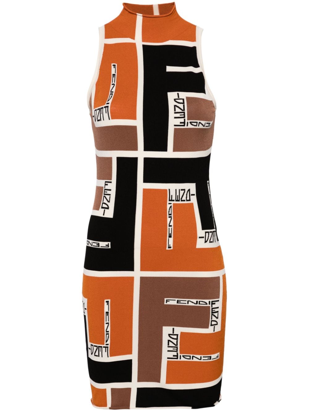 FENDI colour-block high-neck minidress - Orange von FENDI