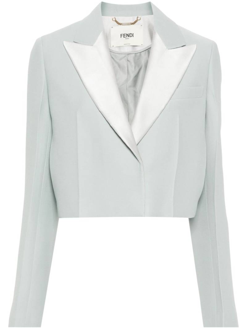 FENDI cropped contrast-panel blazer - Blue von FENDI